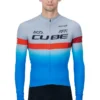 Cube Teamline Long Sleeve Jersey - Blue/Red/Grey -Deals Sport Gilet Store 11492 2