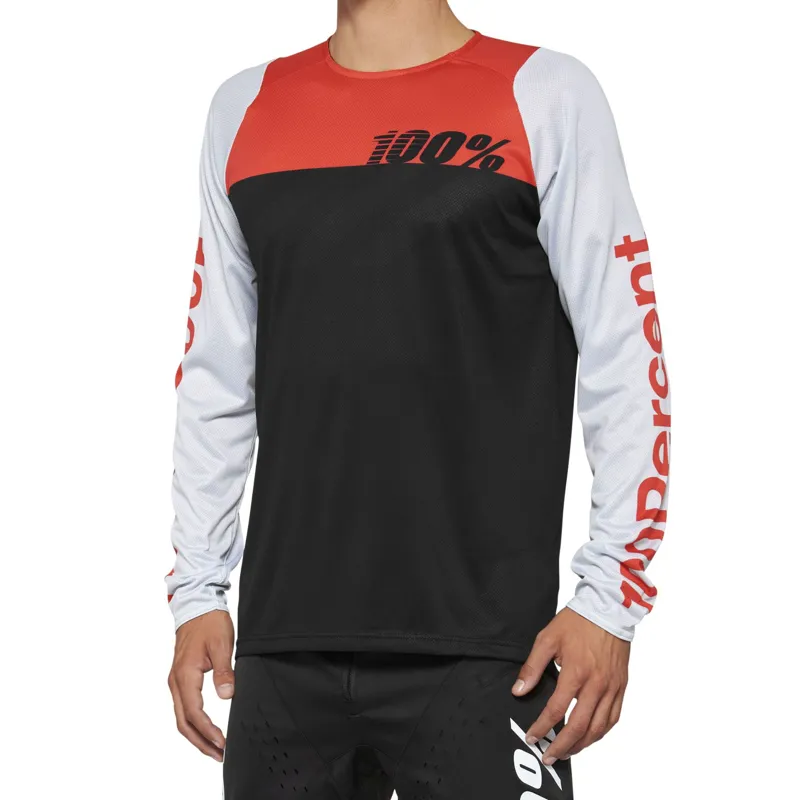 100 Percent R-Core Men's Long Sleeve Jersey - Black/Racer Red 3 100 Percent R-Core Men's Long Sleeve Jersey - Black/Racer Red