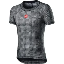 Castelli Pro Mesh Mens Short Sleeve Base Layer Bark - Green/Fiery Red -Deals Sport Gilet Store CS21022BlackWhite