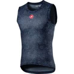 Castelli Pro Mesh Mens Sleeveless Base Layer - Bark Green/Fiery Red -Deals Sport Gilet Store CS21023DarkSteelBlue